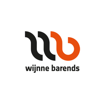 Logo Wijne Barends en noir et orange, design moderne avec lettres stylisées